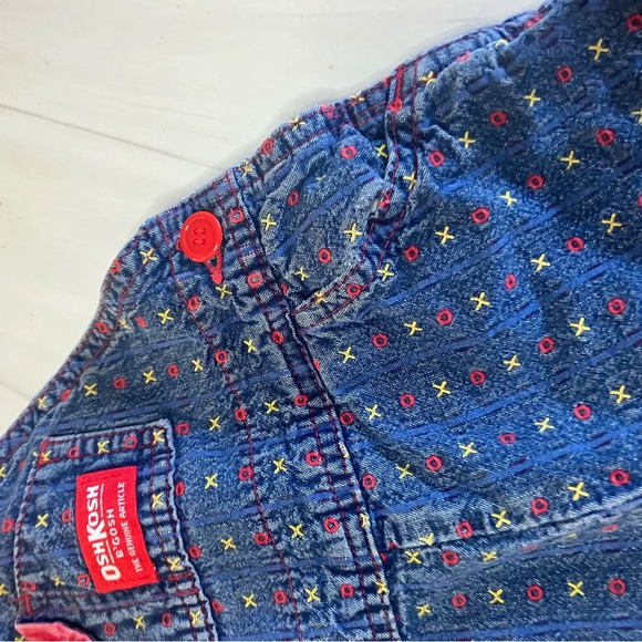 Vintage Osh Kosh‎ B’Gosh denim x o tic tac toe printed overalls 24M - Picture 5 of 9